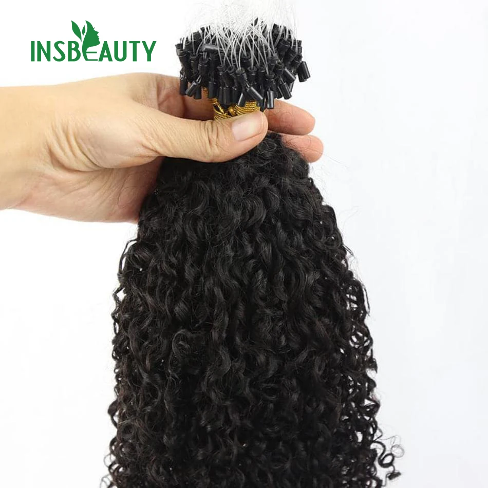 Natural Color Kinky Curly Micro Loop Hair Extension Kinky Curly Remy Micro Link Human Hair Extensions Mongolian Hairs