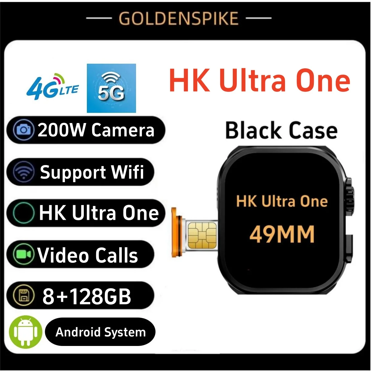 Original HK Ultra One Smartwatch 4G LTE Bluetooth Calling WIFI GPS Google Play App Download NFC Amoled Smart Watch ultra S9 S10