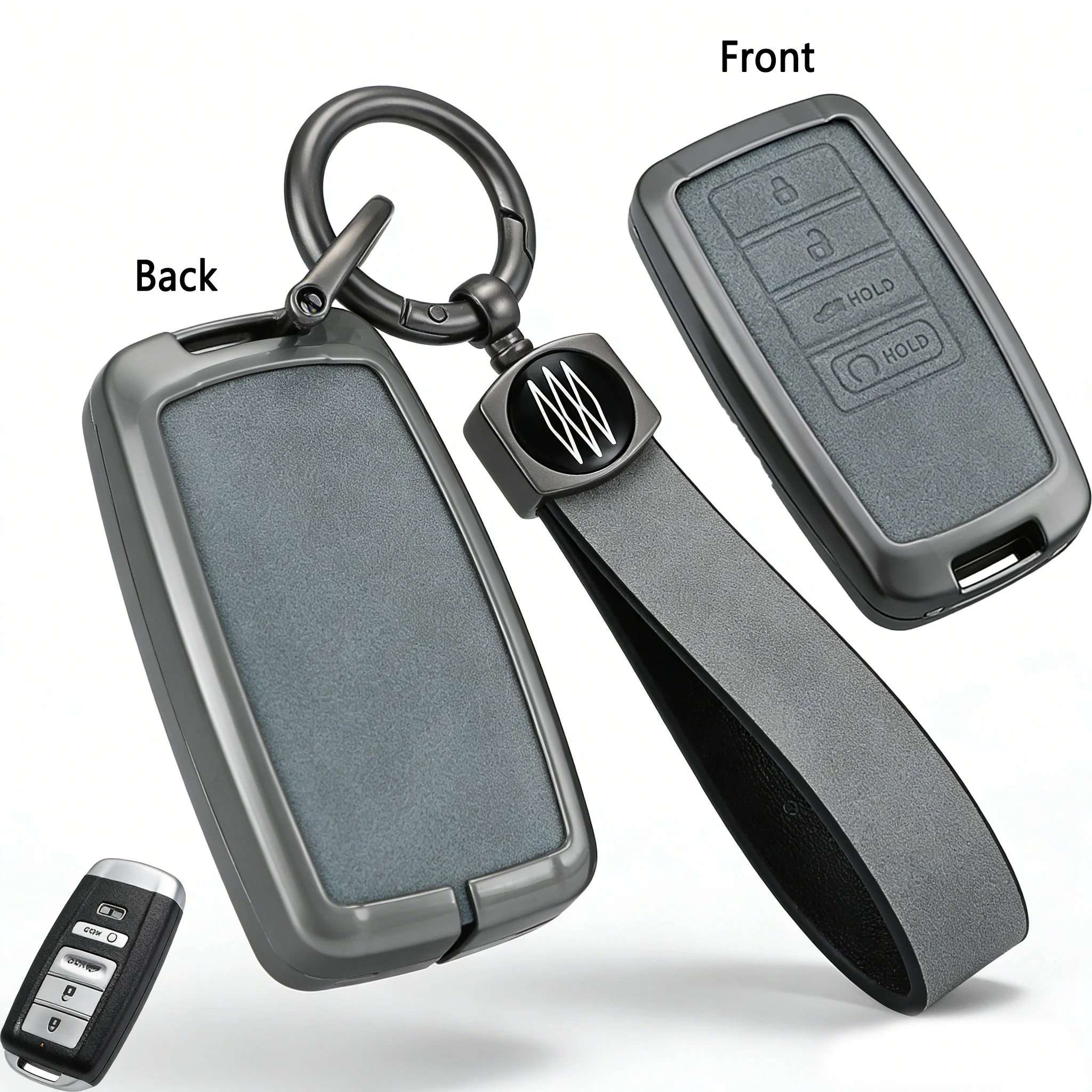 

Premium Metal Car Key Fob Cover Case for Acura CDX RDX MDX NSX TLX, 3 Button Smart Remote Key Protector with Keychain, Luxury Al