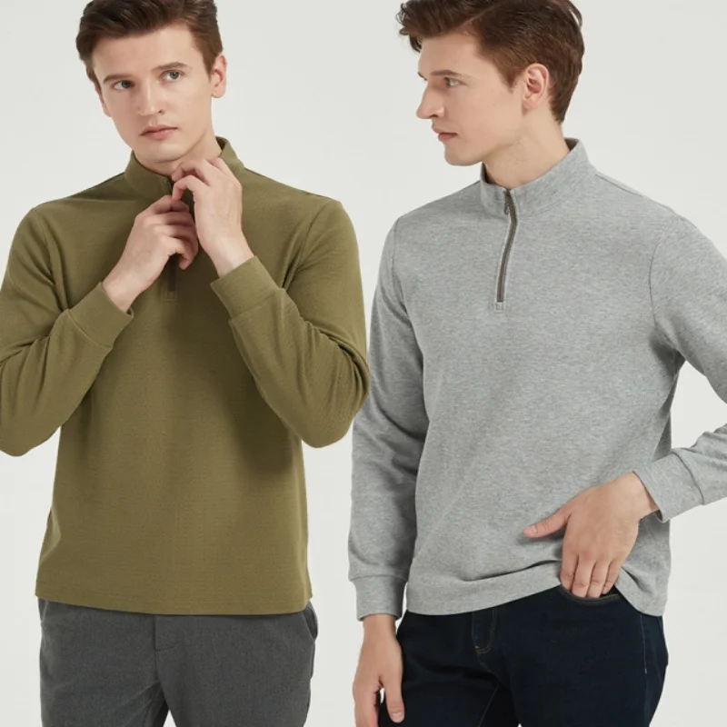 

2026 New high-end jacquard sweater YKK zipper stand-up collar puller long-sleeved no-iron casual sweatshirt men's knitted sweate