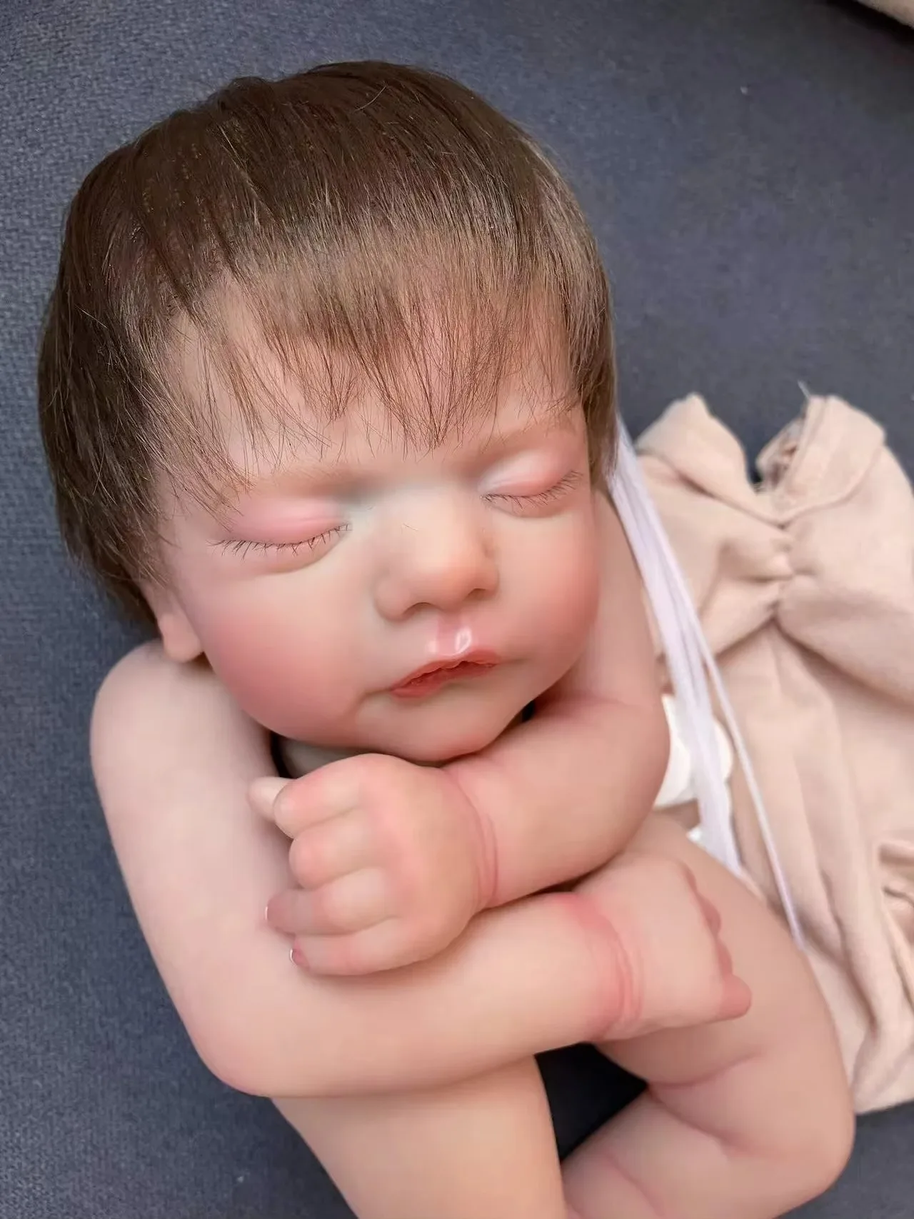 18inches Sam Already Finished Painted Reborn Doll Parts Very Lifelike Visible Veins with Cloth Body Included Hand-rooted hair