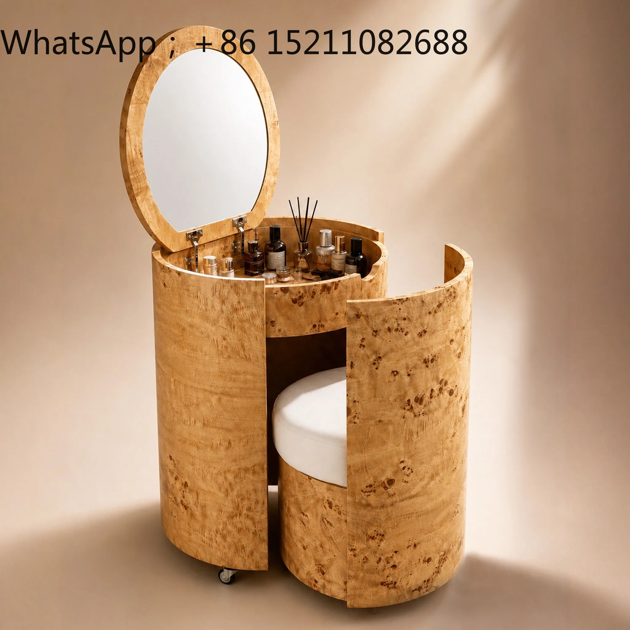 SCYmedieval style solid wood tree tumor bark dresser small advanced makeup stool integrated makeup table flip cover makeup table