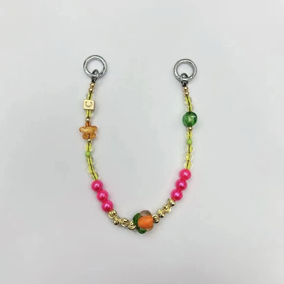 2 حلقات عالمية الخرز الهاتف سحر سلسلة قصيرة أحزمة الهاتف المحمول آيفون الحبل سوار لسامسونج غالاكسي