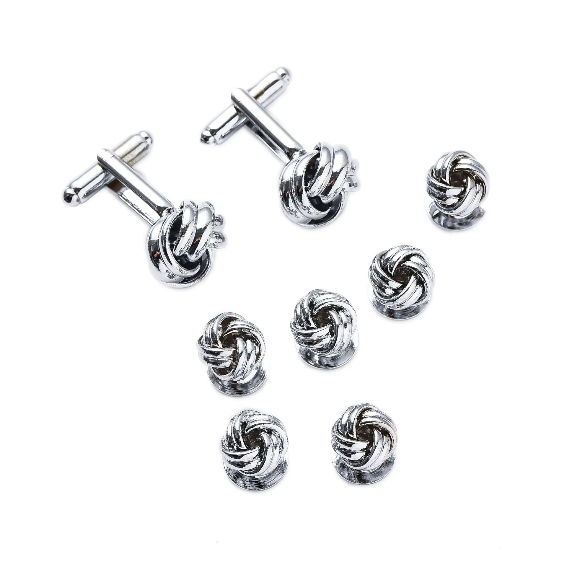 Boutons de manchette classiques en métal pour hommes, boutons de chemise, mode, nœud français, Design minimaliste, boutons de manchette métalliques argentés, ensemble d'accessoires