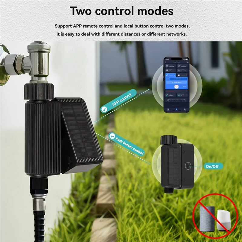 Tuya Solar Water Timed Irrigation Water Valve IP65 Waterproof Includes Soil Temperature And Humidity Detector US Interface-A09I