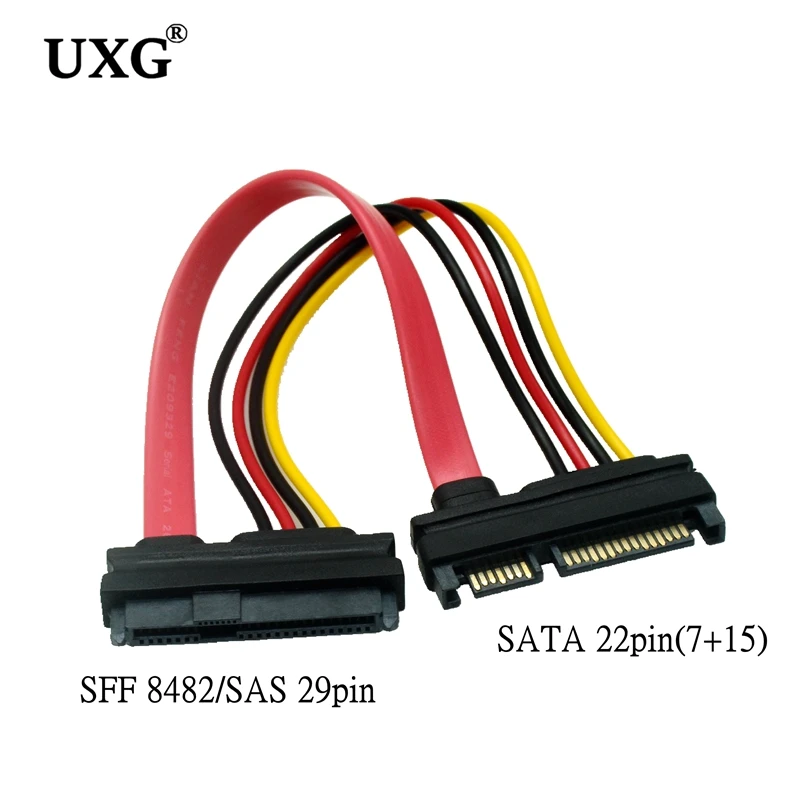 SAS To SATA Cable,SFF-8482 SAS 29 Pin To SATA 22Pin Hard Disk Drive Raid Extension Cable With 15Pin SATA Power Port