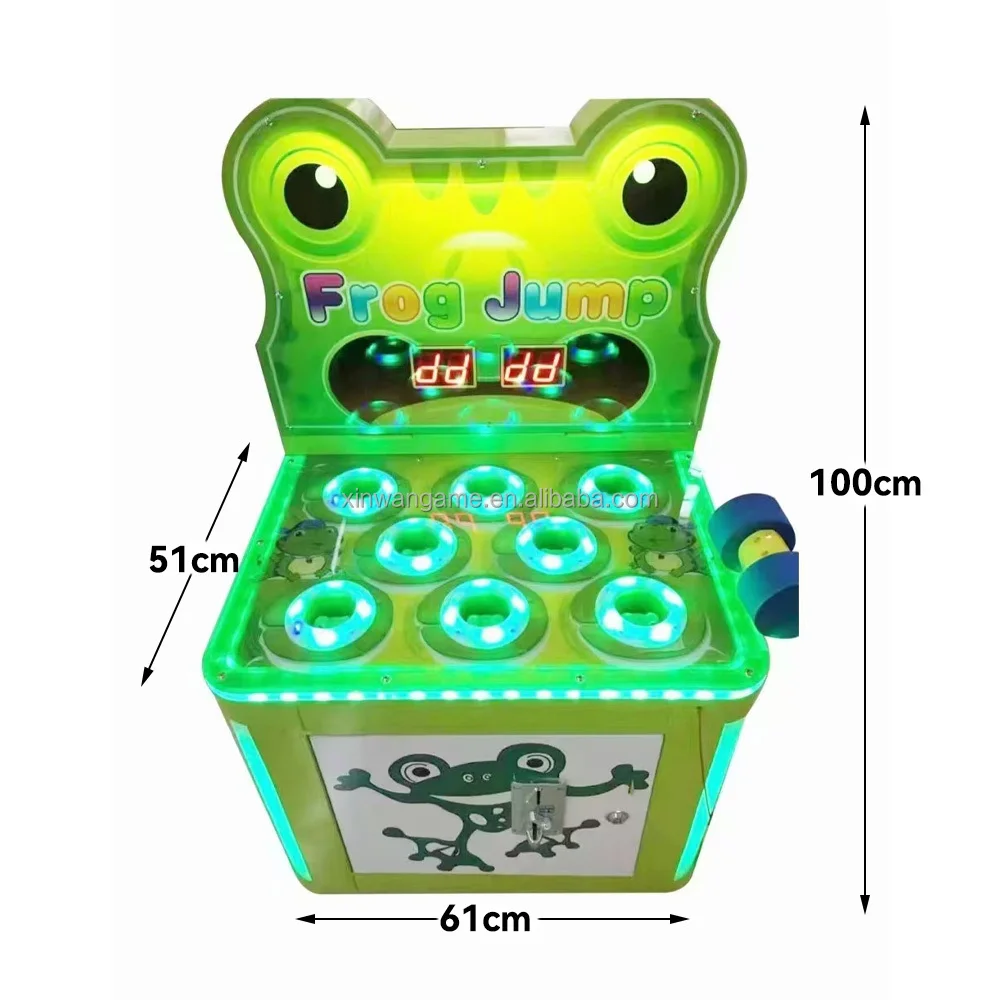 Coin Operated Whack A Mole Toy Arcade Game Machine Kids Hitting Hammer Ticket Redemption Frog Jump With Ticket Redemption