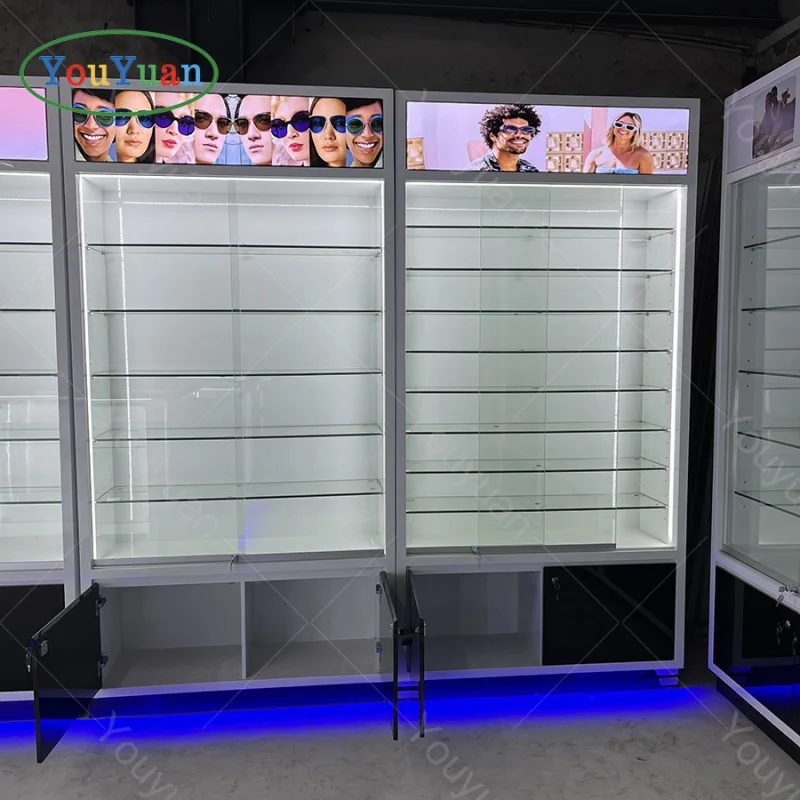 (Op Maat) Muur Slatwall Telefoon Accessoire Showcase Decoratie Ontwerp Vitrine Kast Met Led Strips Mobiele Telefoon Winkel