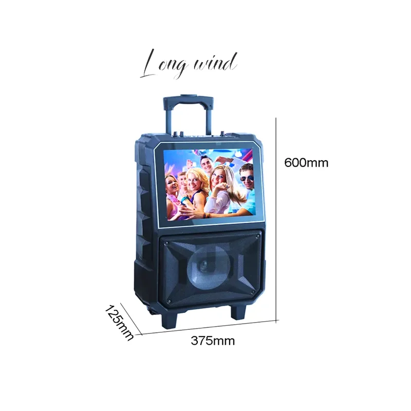 Caixa de som ao ar livre sem fio alto-falante, BT móvel, alta potência, estágio ativo, portátil, inteligente, 8 Polegada tela LED, vídeo
