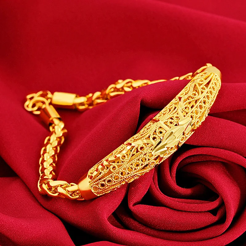 Exquisite Hollow Craft Hollow Love Heart Bracelet For Women 24K Gold AU999 | Exquisite craft, strong 3D effect