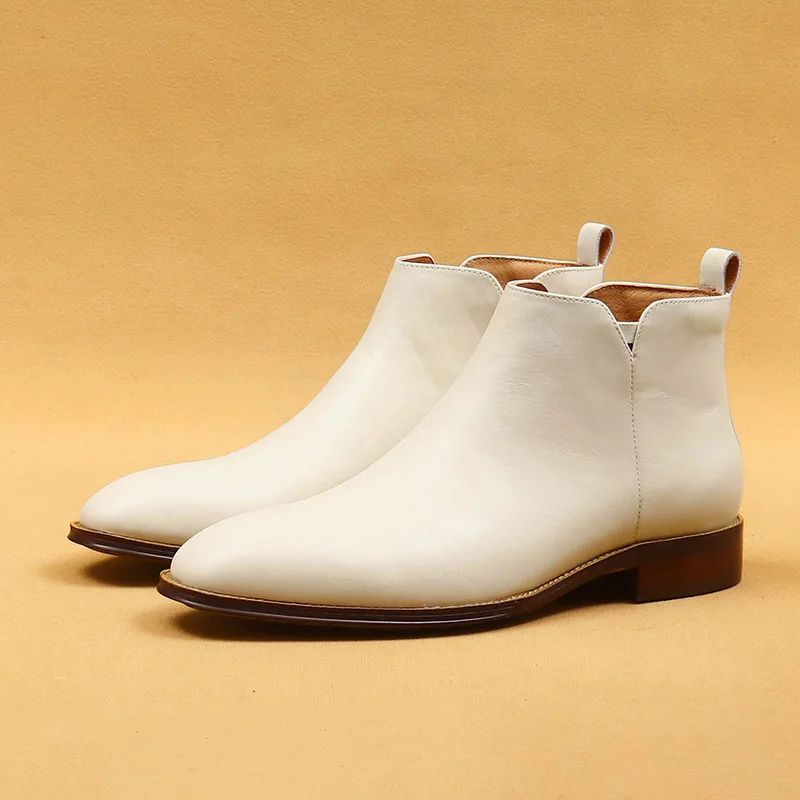 Retro Mens Ankle Boots Luxury Genuine Leather Handmade Quality Comfortable Autumn British Style Wedding Party Social Shoes Man image 2