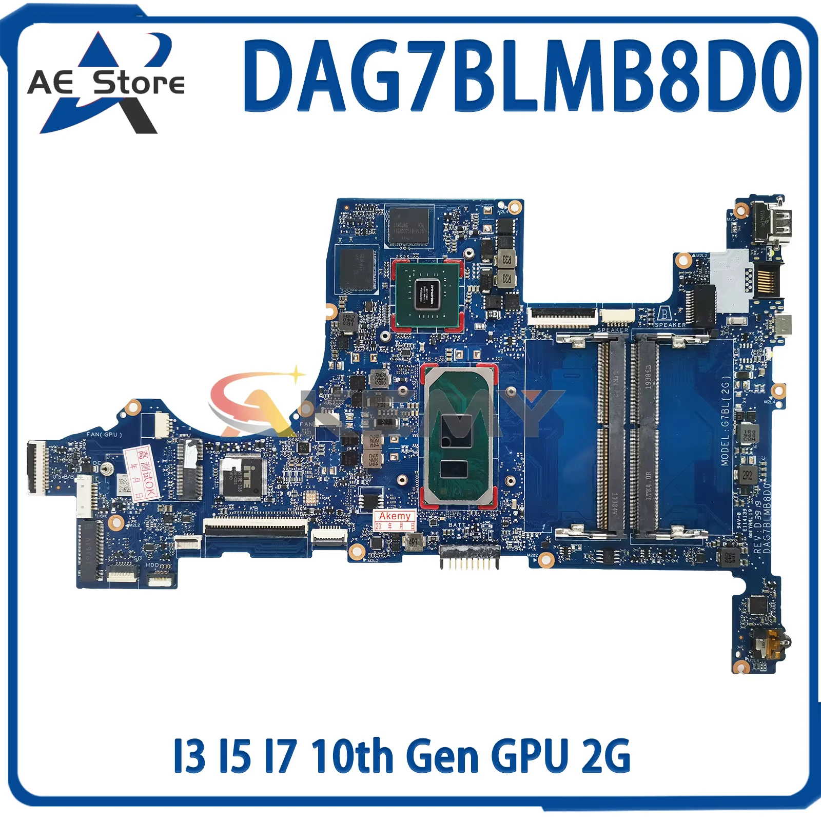 AE DAG7BLMB8D0 Mainboard For HP Pavilion 15-CS L67287-601 L67288-601 L76585-601 Laptop Motherboard I3 I5 I7 10th Gen GPU 2G