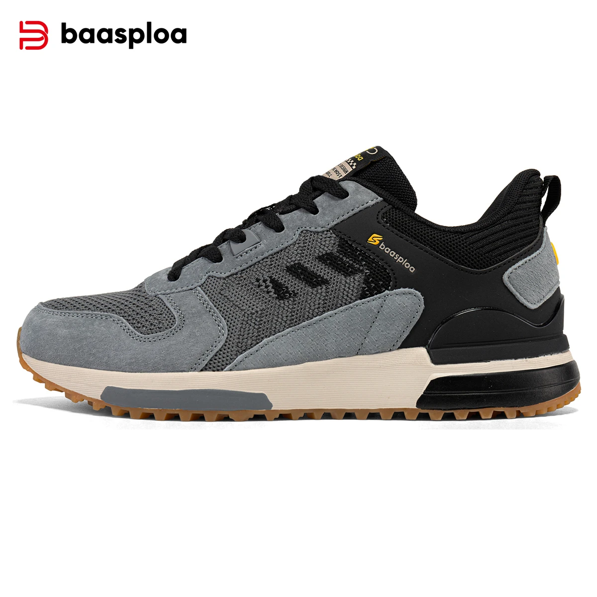 Baasploa New Sports Shoes Men Outdoor Fashion Breathable Lace-up Sneakers Male Casual Non-Slip Wear-Resistant Walking Shoes