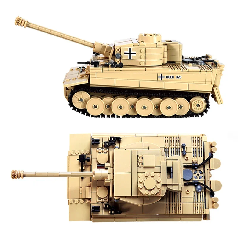 995pcs WW2 Tiger Heavy Tank Building Blocks Military Bricks Set Weapons Creative Model Kids Toys For Children Boys Gifts