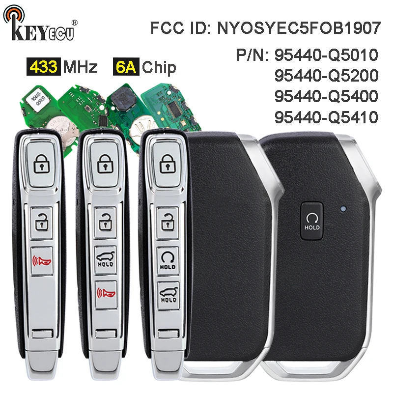 KEYECU 433MHz 6A Chip 95440-Q5010, 95440-Q5400 95440-Q5410 95440-Q5200 Keyless-Go Smart Remote Key Fob for Kia Seltos 2019-2023