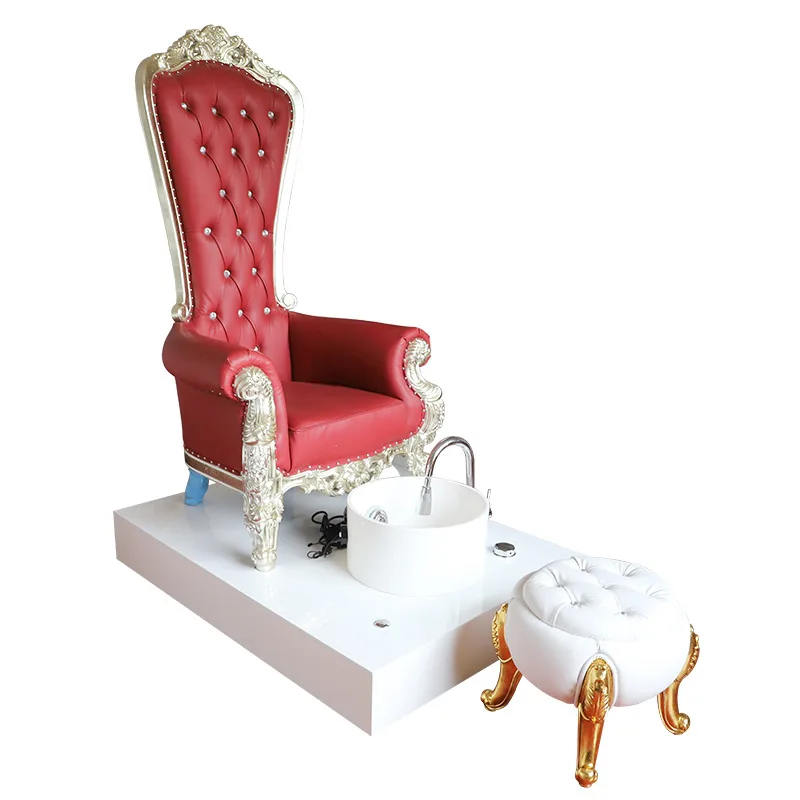 Salon mewah Royal Throne Modern Pipeless Whirlpool sistem kaki takhta Spa perak bingkai Ratu pedikur kursi