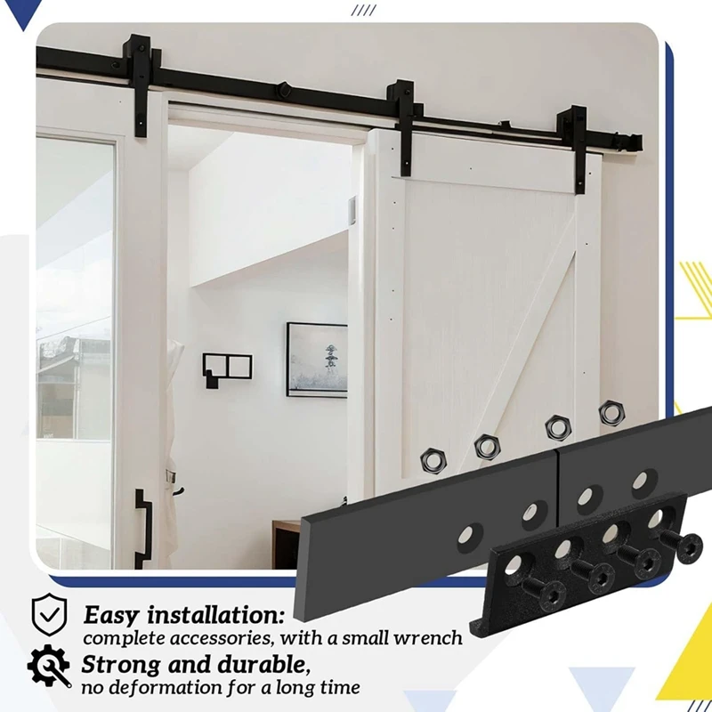 ABJI-2 conjunto de conector de trilho para porta de celeiro deslizante, adaptador de trilho em forma de l com parafusos e porcas