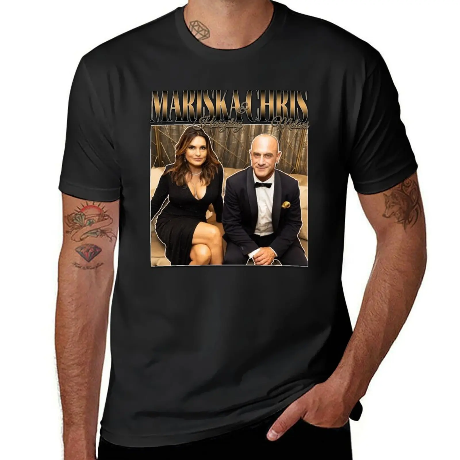 Mariska Hargitay and Chris Meloni Chriska at the Emmys vol 2 90s Inspired Vintage Homage T-Shirt customs black t-shirts for men