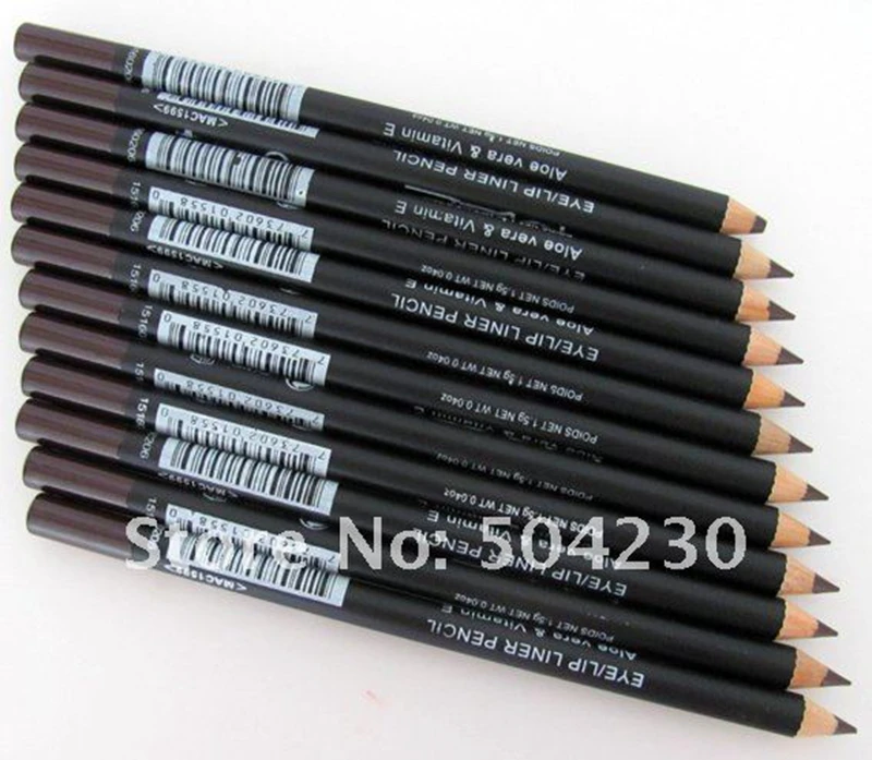 12PCS/lot Brand Brown Eyebrow Eyeliner Pencil Dark Coffee Color Makeup Eye / Lip liner Pencil   Wholesale