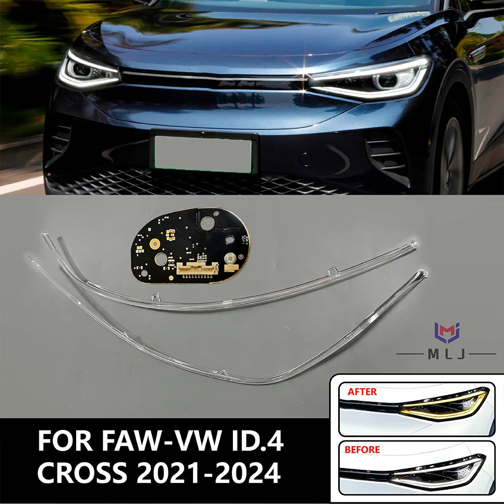 

FOR 2021-2024 FAW-Volkswagen ID.4 Cross LED DRL Chip Headlight Light Tube Guide Plate Daytime Running Lamp Tube Bar Angel Eyes