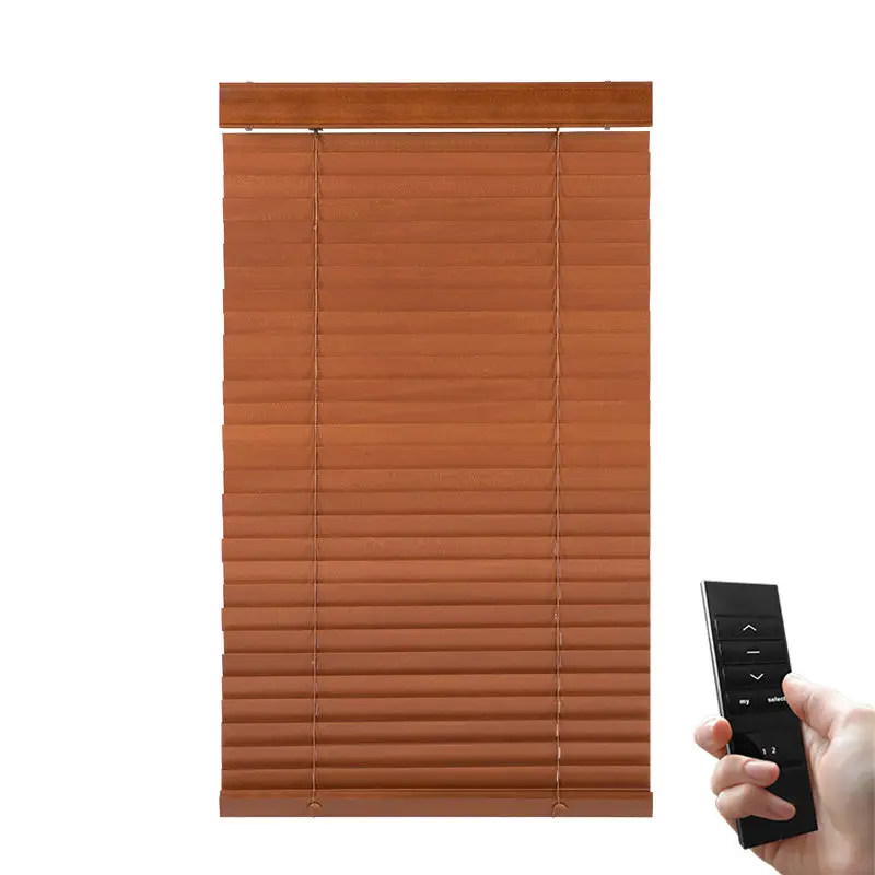 

Modern Electric 50MM Waterproof Material Tuya Wifi And Your Phone To Control Automatic Faux Venetian Wooden Blinds For Windows