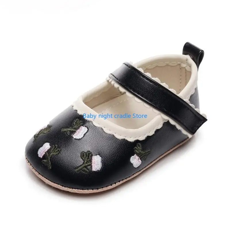 J2FF أحذية طفلة زهرة التطريز حذاء طفل جين أحذية Preawalker الشقق