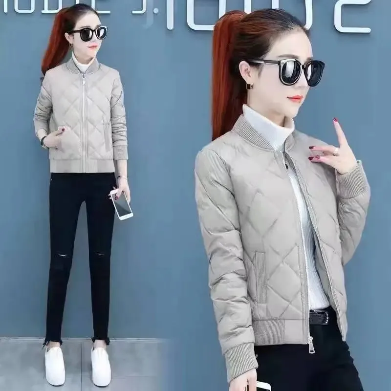 

New Winter Parkas Solid Color Bread Served Cotton-Padded Jacket Women Zipper Clothes Thin Warm Slim Coat Female Outerwear G2971