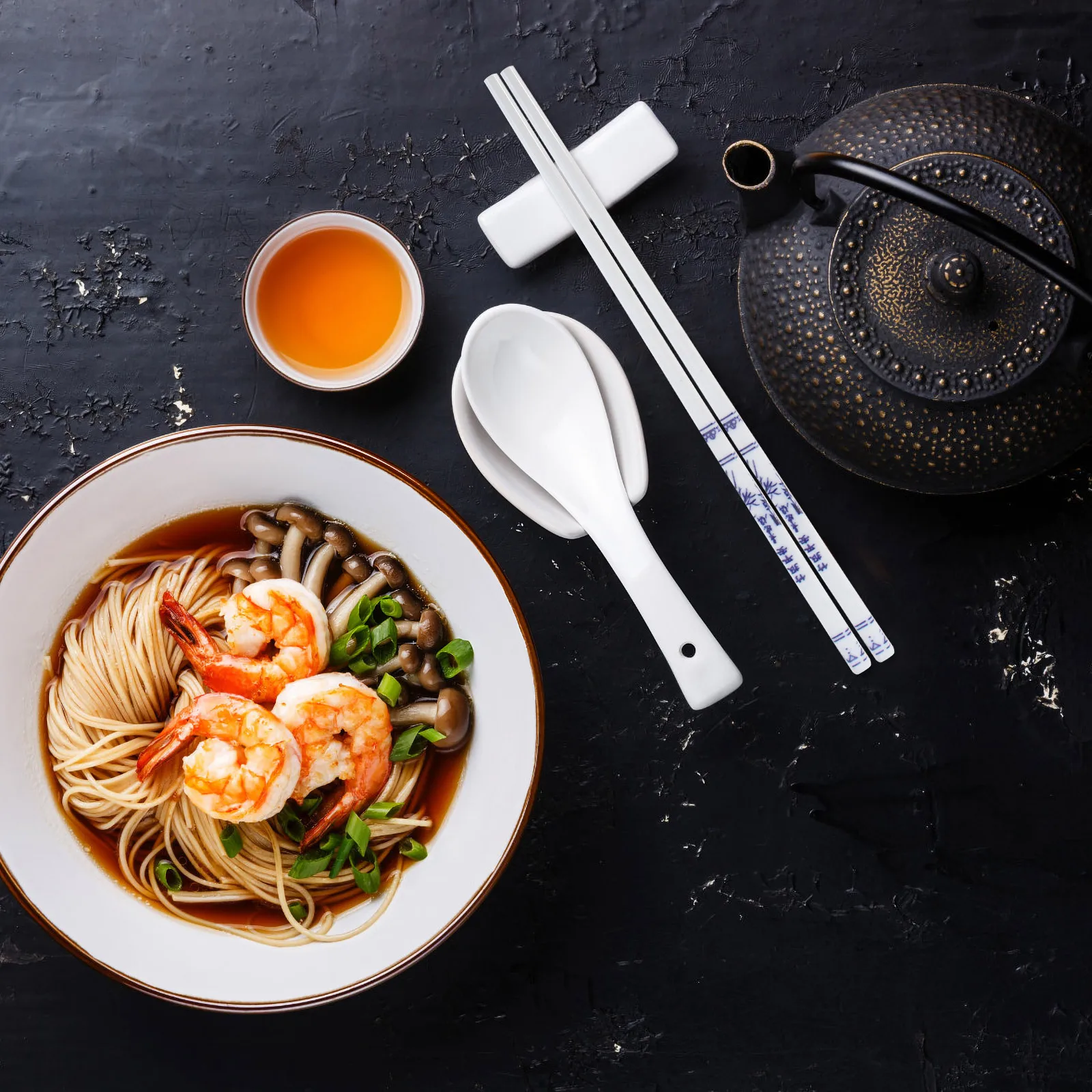 

Ceramic Chopsticks Set of 5 Reusable Japanese Style Porcelain White Dinnerware Utensils for Adults and Kids