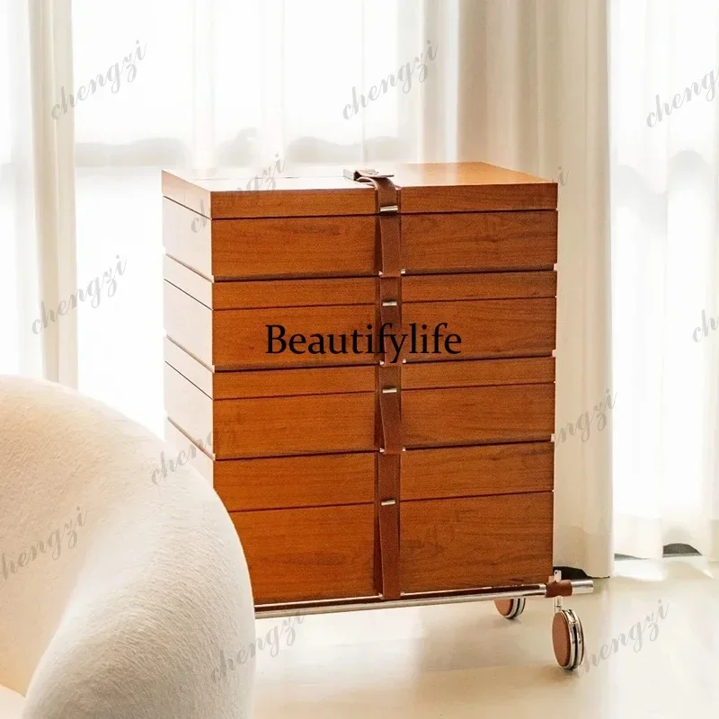 R134 Classic Simple Living Room Cabinets Rustic Brown Wooden Drawers Living Room Cabinets Space Saving Meubles De Rangement Furn