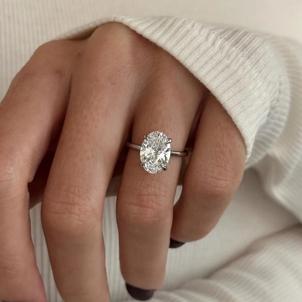 

Lab Grown Diamond Engagement Ring 3 Carat Oval Cut E Color VS1 14K White Gold Lab diamond Solitaire Ring With IGI Certificate
