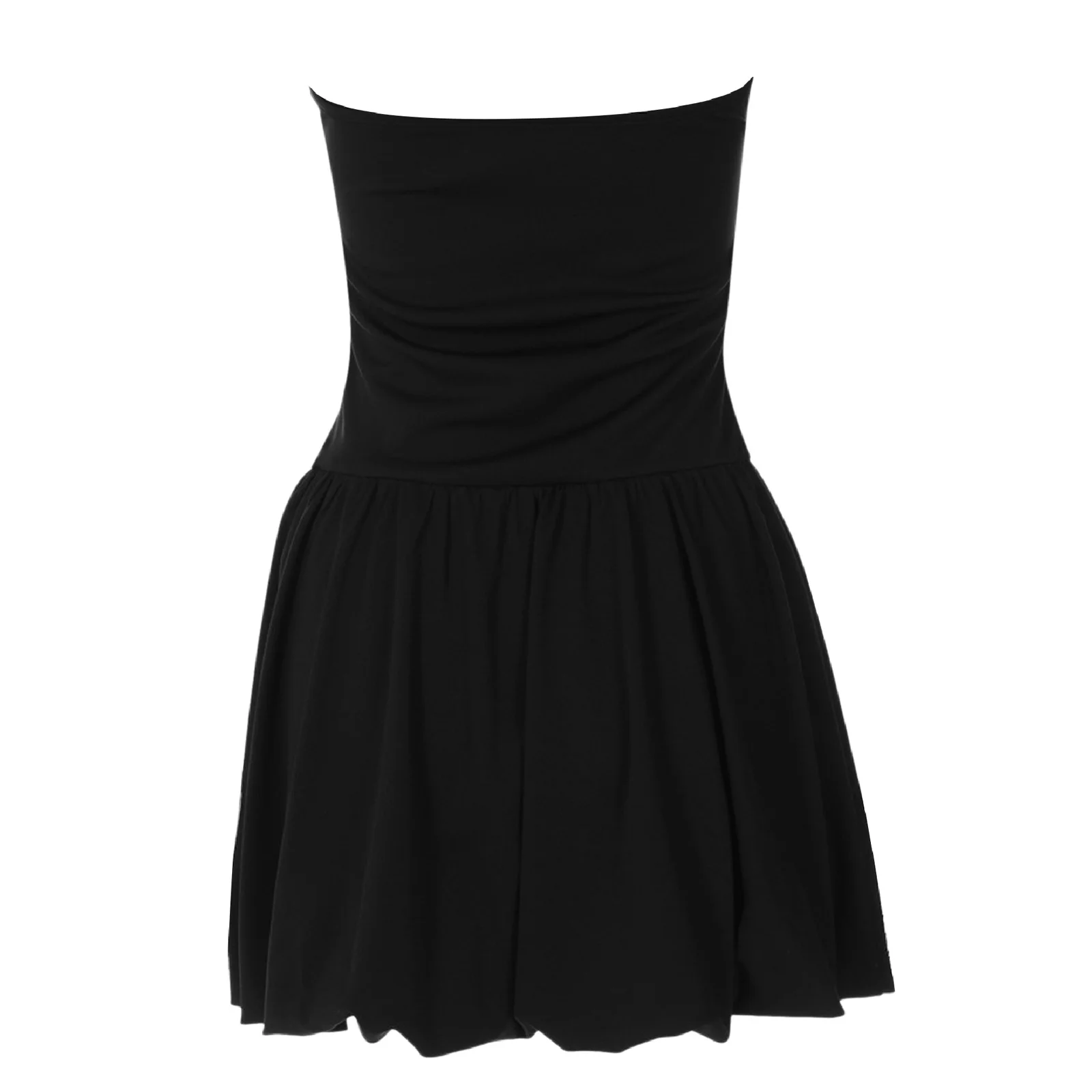 Abito nero sexy senza spalline Abito elegante da donna a tubino Mini abito sottile senza spalline in tinta unita per abbigliamento quotidiano da club di compleanno