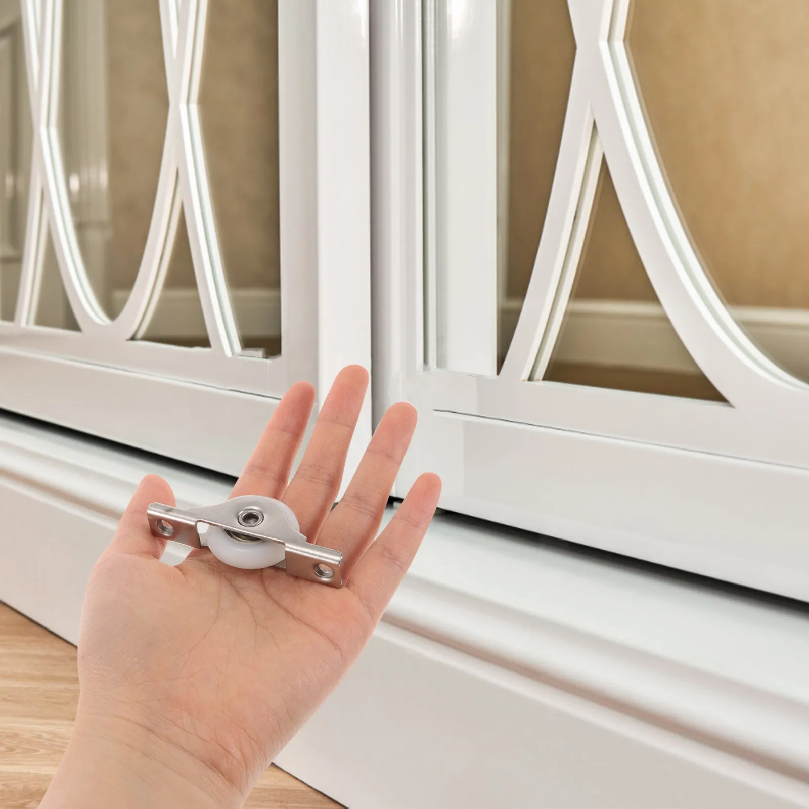 5Pcs Sliding Door Roller Window Pulleys Steel Smooth Quiet Sliding Glass Wardrobe Cabinet Closet Gate Rollers Replacement Wheels - view 5