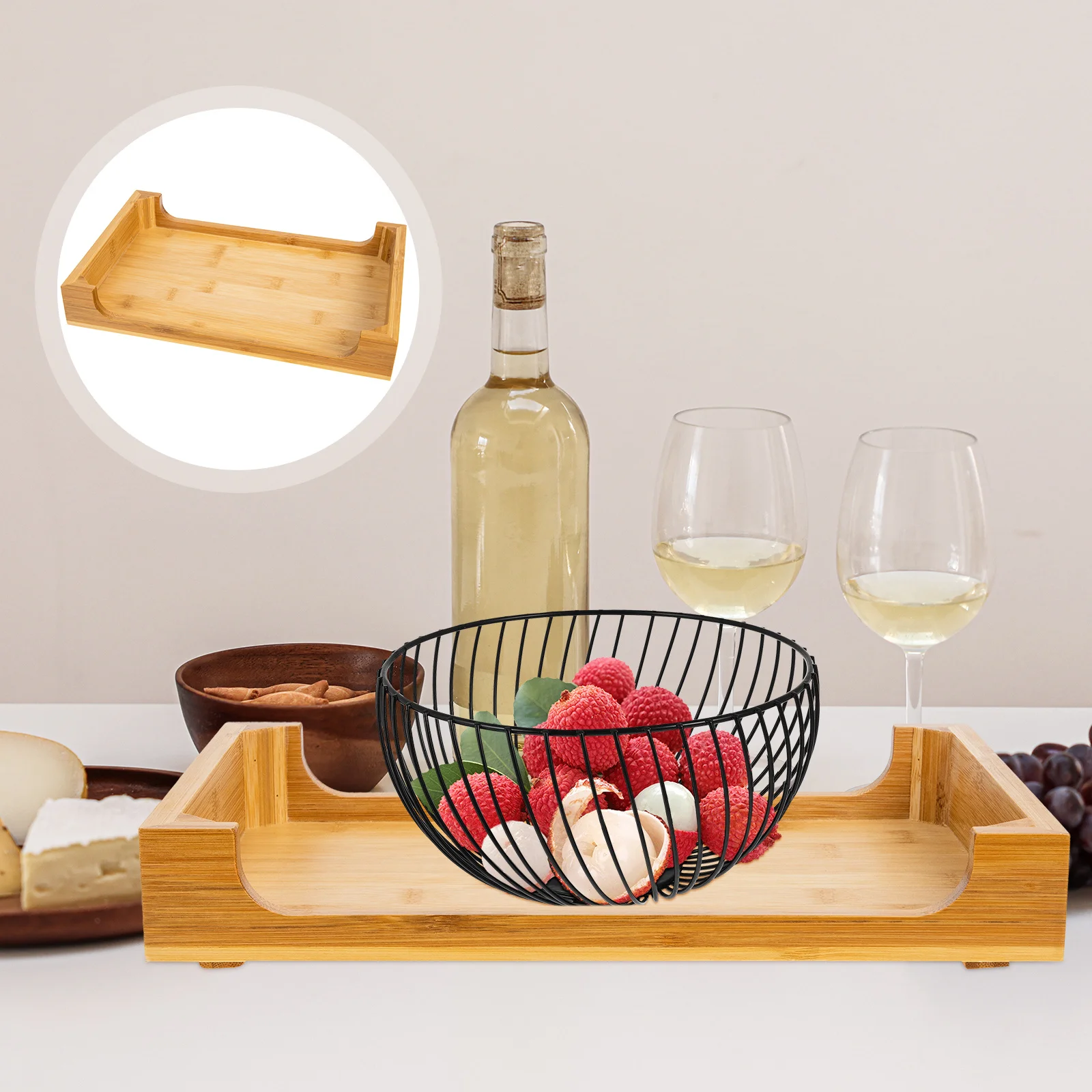 

Rectangular Wooden Tray Premium Material Tea Cup Desert Food Fruit Storage Coffee Shop Hotel Living Room Tabletop Decor