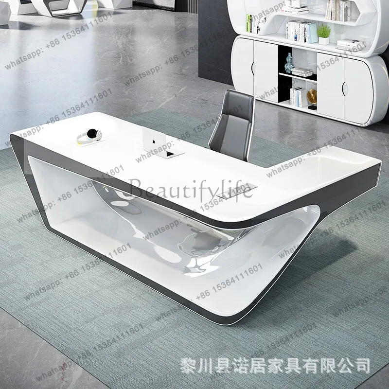 

Simple, modern and fashionable desk, creative and technological sense, large class desk, light luxury high-end president desk