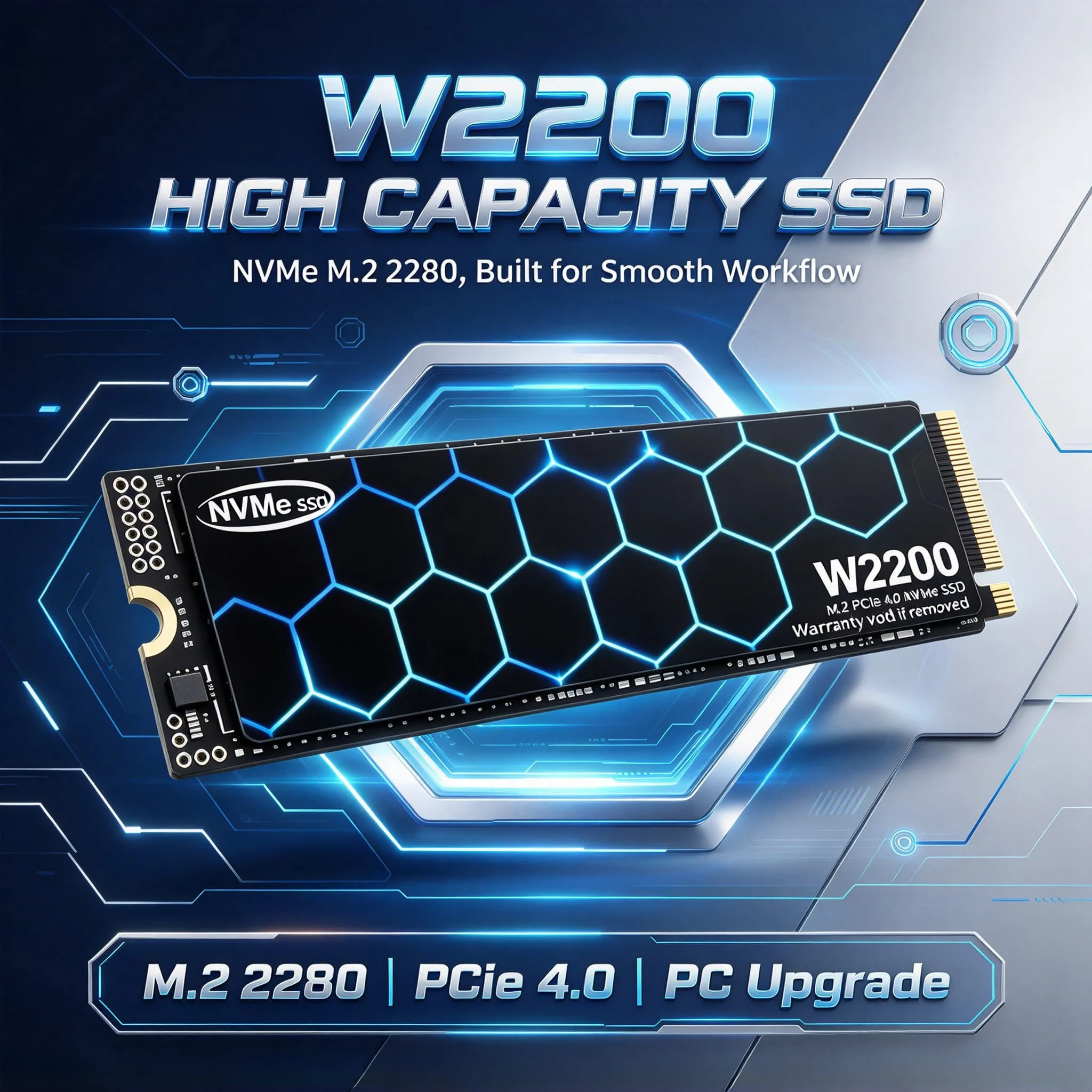 New 2026 Fast Speed W2200 High Speed M2 NVMe PCIe 4.0 SSD 500GB 1TB 2TB 4TB Inside Solid State Disk for Game Office PC Notebooks