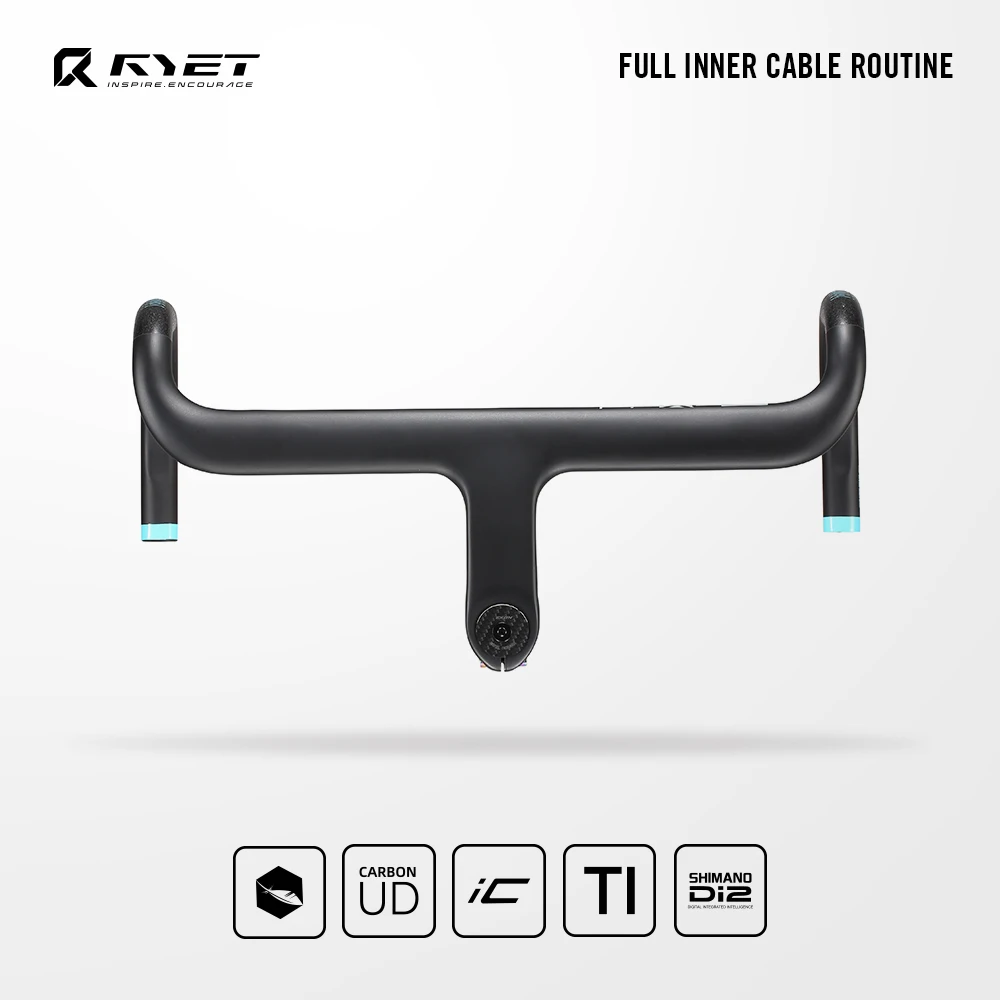 

RYET Carbon Fiber Road Bike Integrated Handlebar 28.6mm Road Racing Handle Bar Full Hidden Cable Handlebar Bike Parts