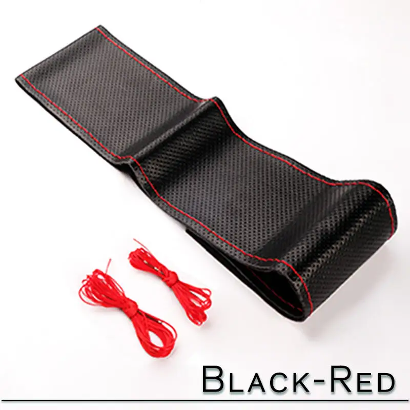 38 cm 15 zoll Auto Lenkrad Geflecht Abdeckung Künstliche leder Nadeln Und Faden Weiche Nicht-slip Auto Innen zubehör Kits