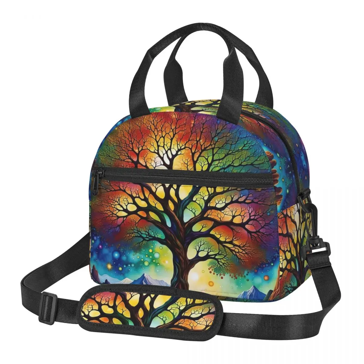 

Сумки для обеда «Радуга Древо жизни», изолированная коробка для бенто, портативная сумка для обеда, сумки для пикника, термосумка для женщин и детей