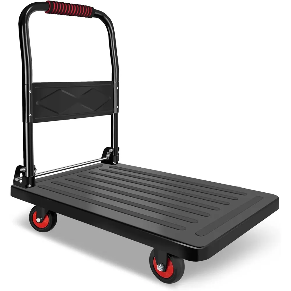 Cart Heavy Duty 880 LBS Capacity and Swivel Wheels, 29"x19" Flatbed Hand Cart, Flat Dolly Cart Easy Moving Storage Groceries