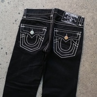 Mens Womens Buddha Head Vintage Jeans Y2K Clothes Harajuku Pocket Embroidery Baggy Jeans Black Pants Low Waist Wide Leg Trousers