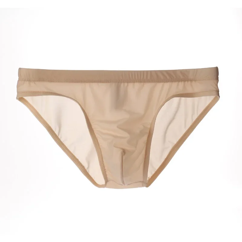 

Men Underwear Ice Silk Transparent Low Waist Briefs Sexy Breathable Summer U Convex Pouch Underpants Ultra-Thin Seamless Bikini