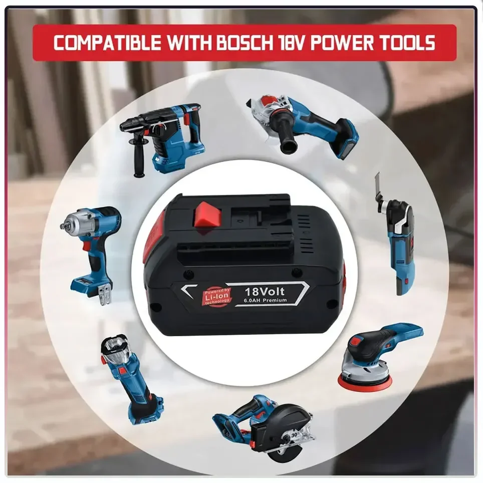 Для BOSCH 18 В аккумулятор BAT609 BAT610 Для Bosch 18 В Professional 6,0 Ач литий-ионный аккумулятор для дрели GBA18V GSR18V BAT618 BAT619