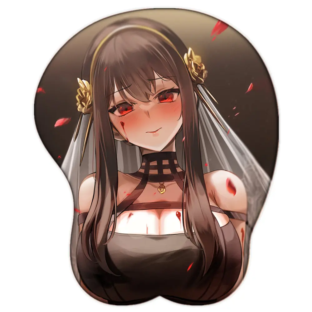 NEW Anime lady Yor Forger Briar 3D Mouse Pad Soft Silicone Big Breast Mousepad with Wrist Rest 2way Fabric Cute Desk Pad