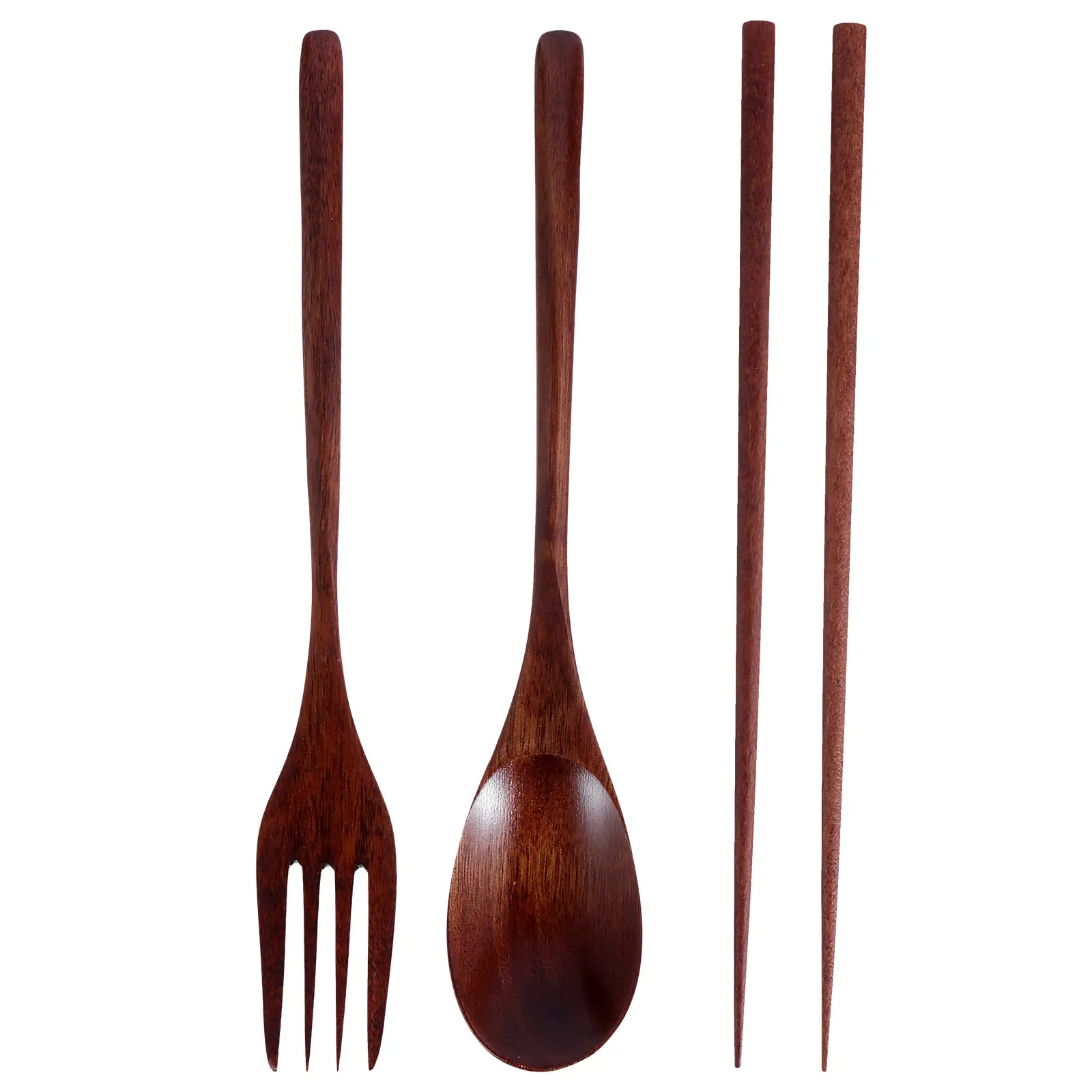 

Wooden Tableware Set Reusable Chopsticks Spoon Fork Smooth Surface Easy Washing Kitchen Silverware Set Family Dinner Party