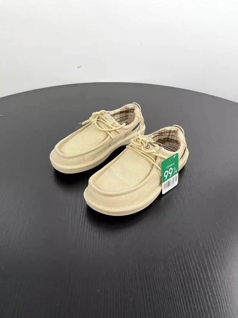 

Men's Canvas Shoes 2026 New Summer Breathable Thin Kangaroo Fisherman Style Low Cut Flat Heel Color Korean Fashion