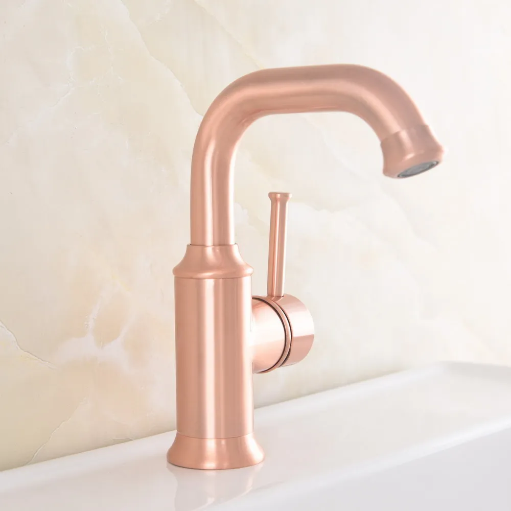 Antique Red Copper Bathroom Faucet 360 Rotating Basin Sink Mixer Tap Bathroom Kitchen Faucet Washbasin Mixers Taps  tnf733