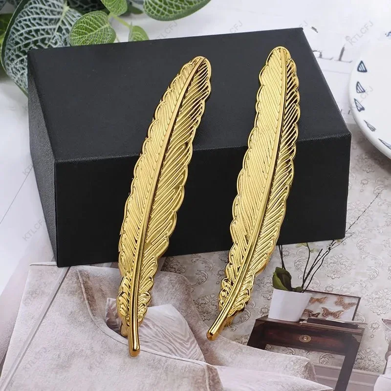 Creative Light Luxury Gold Decorative Feather Handle Pure Copper Conch Apricot Maple Leaf Drawer Wardrobe Door All Copper Handle