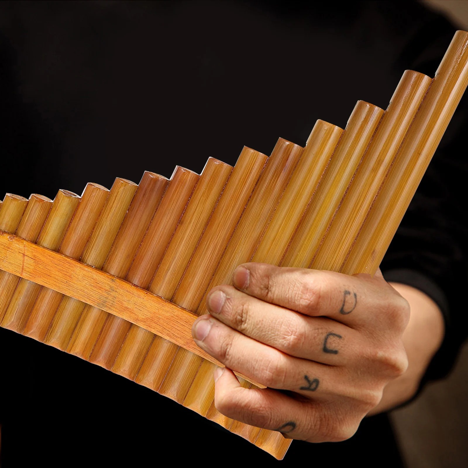 

1Set Bamboo 15-Pipe Pan Flute Durable Lightweight Portable Beginner Instrument Musical Gift Educational Panpipe Classic Sound