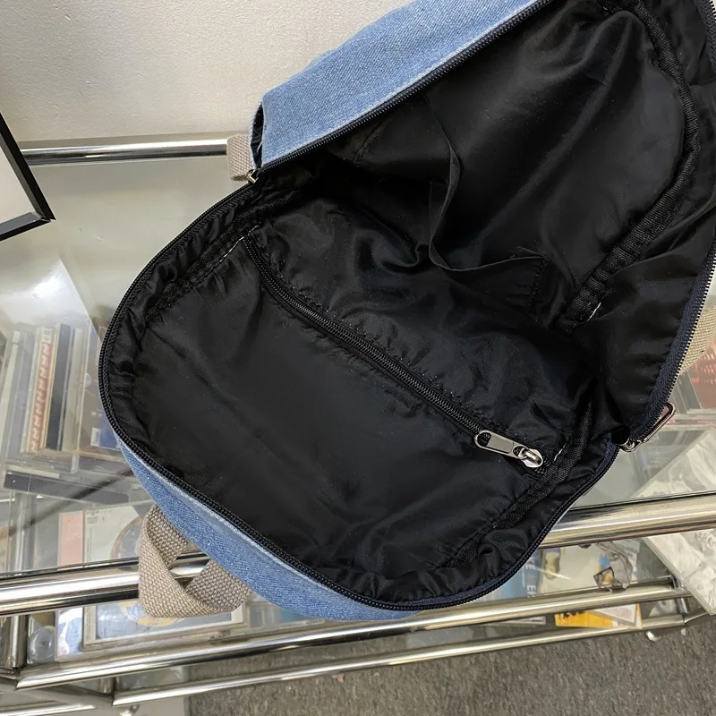 Y 2K Denim Rugzak Voor Dames Koreaanse Mode Schooltas Hoge Capaciteit Lichtgewicht Reistassen Multi-Pocket Blauwe Jean Rugzakken