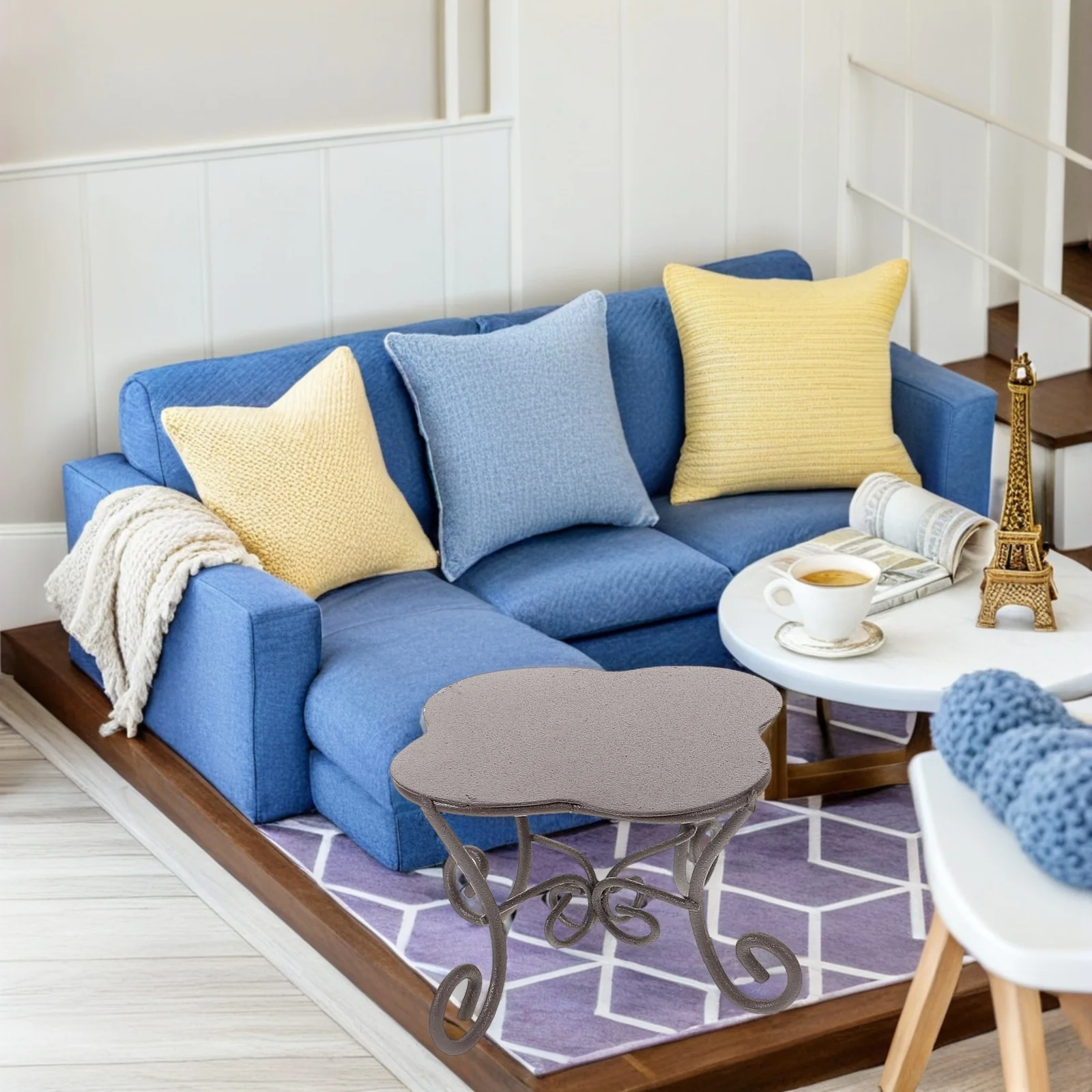 Creatieve miniatuur meubelset poppenhuis woonkamer tafel stoelen vintage stijl decoratieve kinderkamer accessoires sprookjestuin